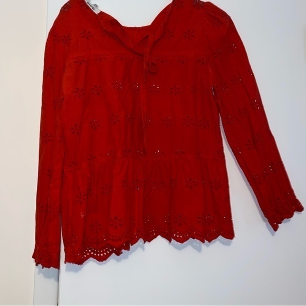 Madewell Red Eyelet Blouse - Picture 4 of 4